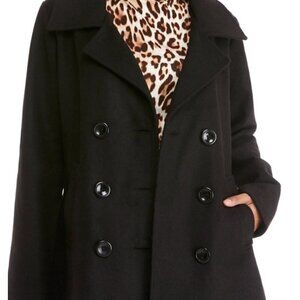 Me Jane Size S Black Swing Peacoat Double Breasted